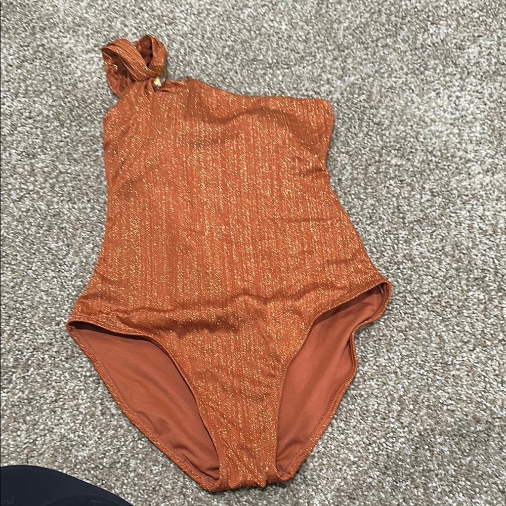 Time and Tru Orange One Piece Swimsuit Classic Design
